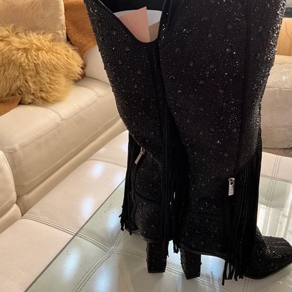 Jessica Simpson Asire Tall Crystal black fringe boot size 8 😍😍😍 current style - Picture 9 of 11